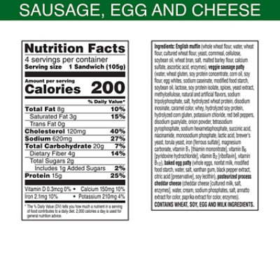 MorningStar Farms Sandwich Plant Based Protein Meatless Sausage Egg and Cheese 4 Count - 14.8 Oz - Image 3