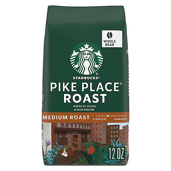 Starbucks Pike Place Roast 100% Arabica Medium Roast Whole Bean Coffee Bag - 12 Oz