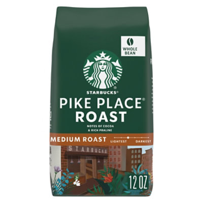  Starbucks Coffee Whole Bean Medium Roast Pike Place Roast Bag - 12 Oz 