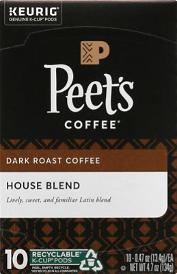 Peet's Coffee House Blend Dark Roast K Cup Pods - 10 Count - Image 2