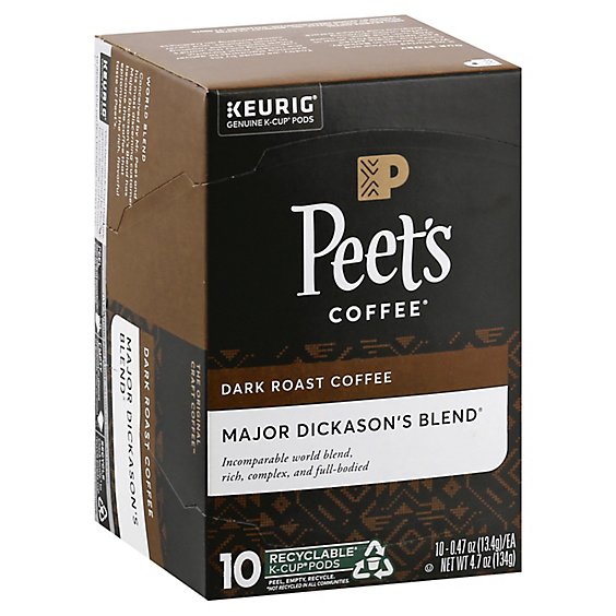 Peet's Coffee Major Dickasons Blend K Cup Pods - 10 Count