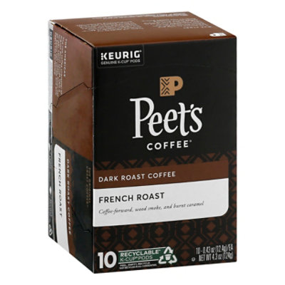 Peet's French Roast Dark Roast Coffee K Cup Pods - 10 Count