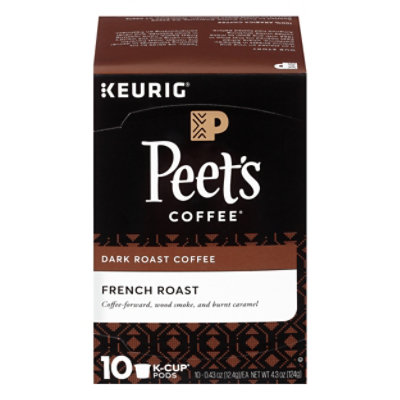 Peet's French Roast Dark Roast Coffee K Cup Pods - 10 Count