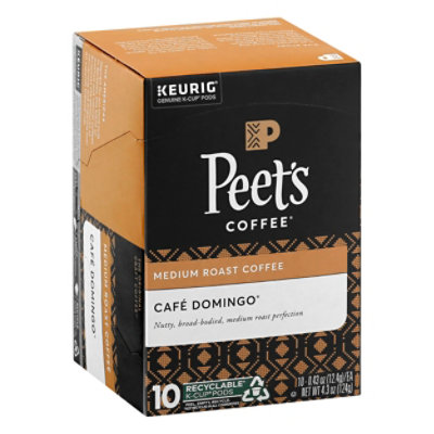 Peet's Cafe Domingo Medium Roast Coffee K Cup Pods - 10 Count