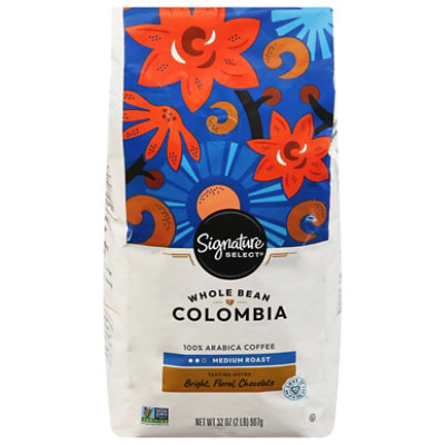 Signature SELECT Coffee Whole Bean Arabica Medium Roast Colombia - 32 Oz