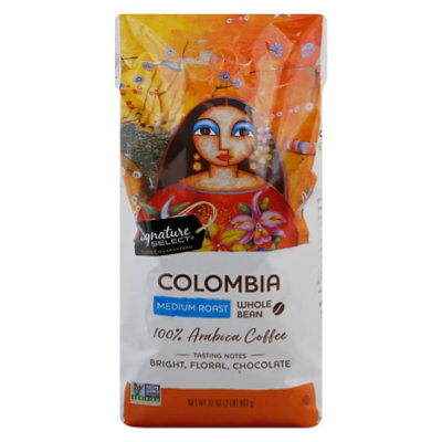 Signature SELECT Coffee Whole Bean Arabica Medium Roast Colombia - 32 Oz