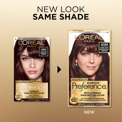 L'Oreal Paris Superior Preference Permanent Hair Color 4SM Dark Soft Mahogany Brown Kit - Each - Image 3