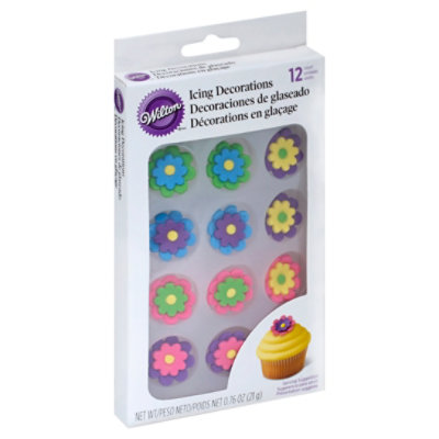 Wilton Icing Decorations Multi Color Royal Flower Box 12 Count - 0.76 Oz