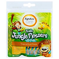 Signature Care Kids Jungle Flossers Tropical Fruit Flavor - 36 Count - Image 1