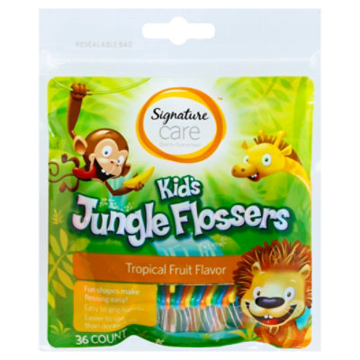 Signature Select/Care Kids Jungle Flossers Tropical Fruit Flavor - 36 Count