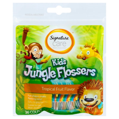 Signature Select/Care Kids Jungle Flossers Tropical Fruit Flavor - 36 Count - Image 1