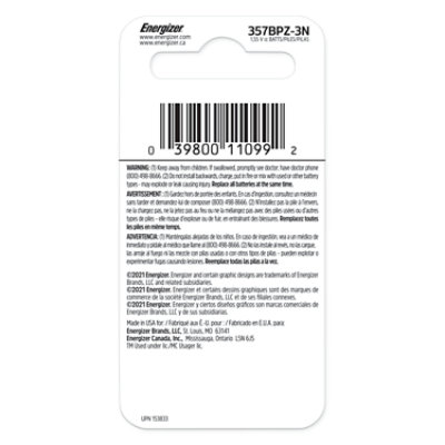 Energizer 357 1.5 Volt Silver Oxide Button Cell Batteries - 3 Count - Image 2