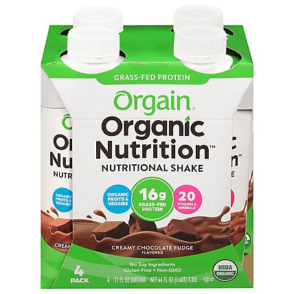 Orgain Protein Shake Organic Creamy Chocolate Fudge - 4-11 Fl. Oz. - Image 3