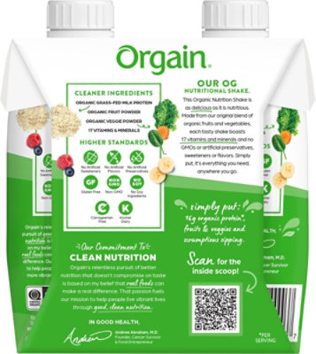 Orgain Protein Shake Organic Creamy Chocolate Fudge - 4-11 Fl. Oz. - Image 7