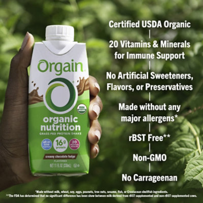 Orgain Protein Shake Organic Creamy Chocolate Fudge - 4-11 Fl. Oz. - Image 5