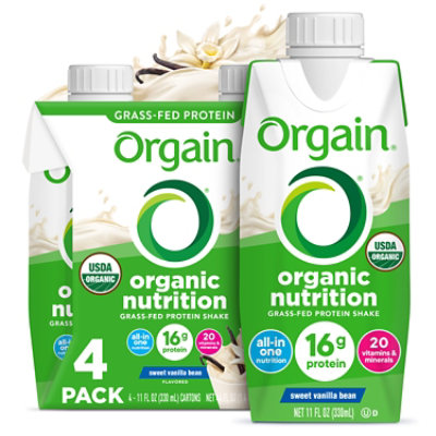 Orgain Organic Nutrition Protein Shake Complete Sweet Vanilla Bean - 4-11 Fl. Oz. - Image 1