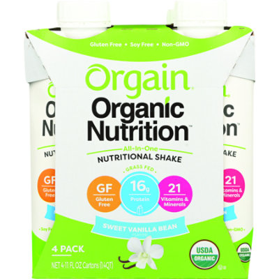 Orgain Organic Nutrition Protein Shake Complete Sweet Vanilla Bean - 4-11 Fl. Oz.