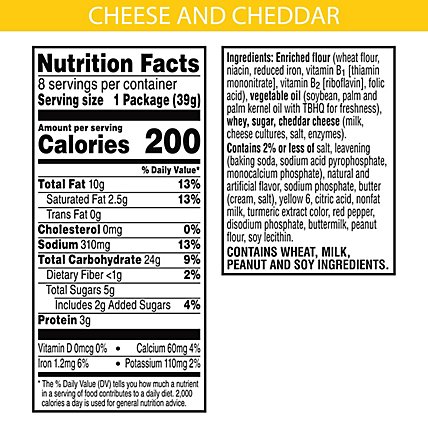 Keebler Sandwich Crackers Single Serve Snack Crackers Cheese and Cheddar 8 Count - 11 Oz  - Image 4