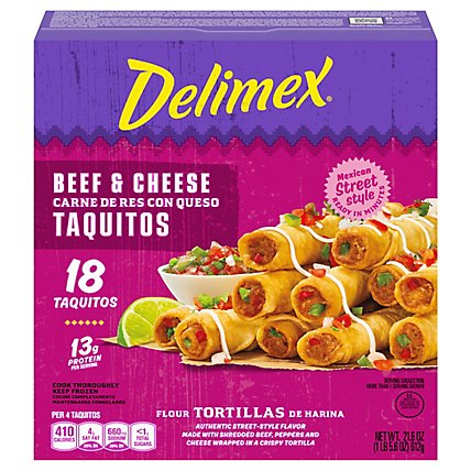 Delimex Beef & Cheese Large Flour Taquitos Frozen Snacks Box - 18 Count - Image 5