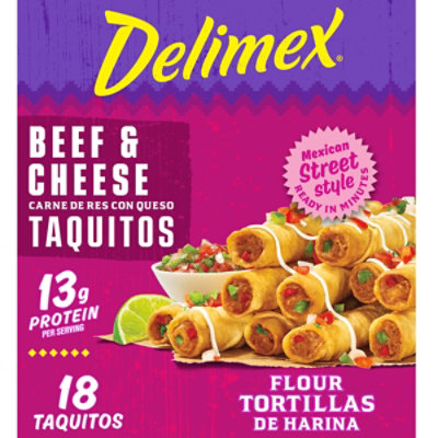 Delimex Beef & Cheese Large Flour Taquitos Frozen Snacks Box - 18 Count - Image 2