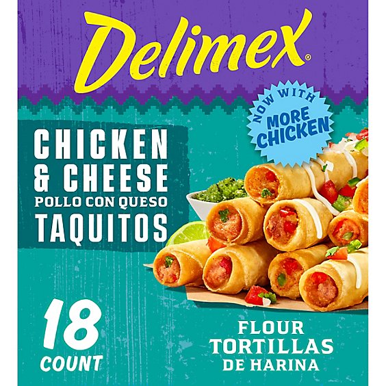Delimex Chicken & Cheese Large Flour Taquitos Frozen Snack Box - 18 Count