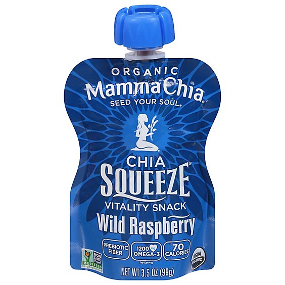 Mamma Chia Organic Vitality Snack Chia Squeeze Wild Raspberry - 3.5 Oz