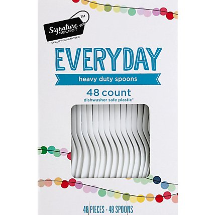 Signature SELECT Spoons Plastic Everyday Heavy Duty Box - 48 Count - Image 2