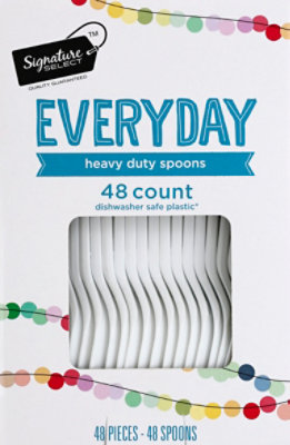 Signature SELECT Everyday Heavy Duty Plastic Spoons Box - 48 Count - Image 2