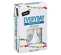 Signature SELECT Spoons Plastic Everyday Heavy Duty Box - 48 Count