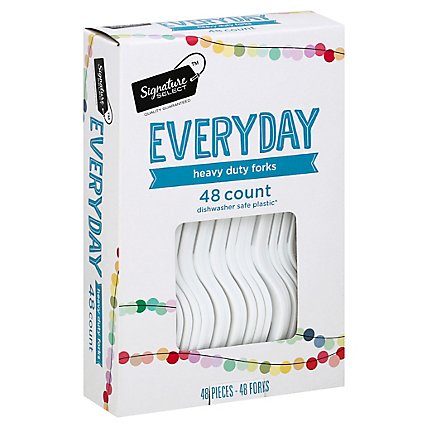 Signature SELECT Forks Plastic Everyday Heavy Duty Box - 48 Count - Image 1