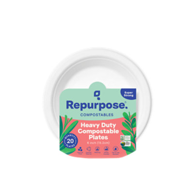Repurpose Plates Sectional BPA-Free Compostable 6 Inch Shrink Wrapped - 20 Count