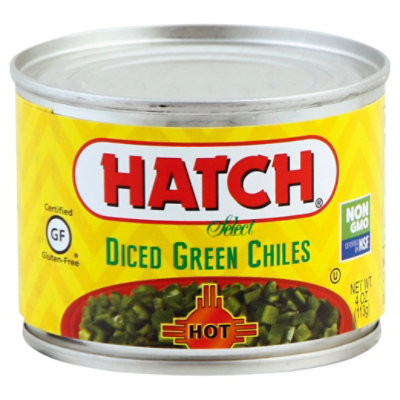 HATCH Select Green Chiles Gluten Free Diced Hot Can - 4 Oz