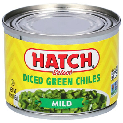 HATCH Select Green Chiles Gluten Free Diced Fire-Roasted Mild Can - 4 Oz