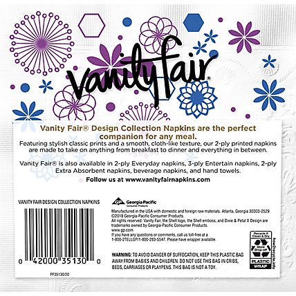 Vanity Fair Everyday Casual Napkins Design Collection Printed 2 Ply - 80 Count - Image 4