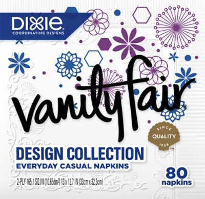 Vanity Fair Everyday Casual Napkins Design Collection Printed 2 Ply - 80 Count - Image 1