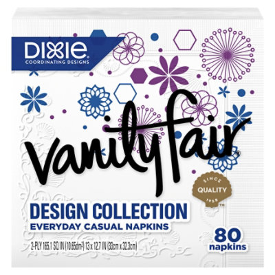 Vanity Fair Everyday Casual Napkins Design Collection Printed 2 Ply - 80 Count