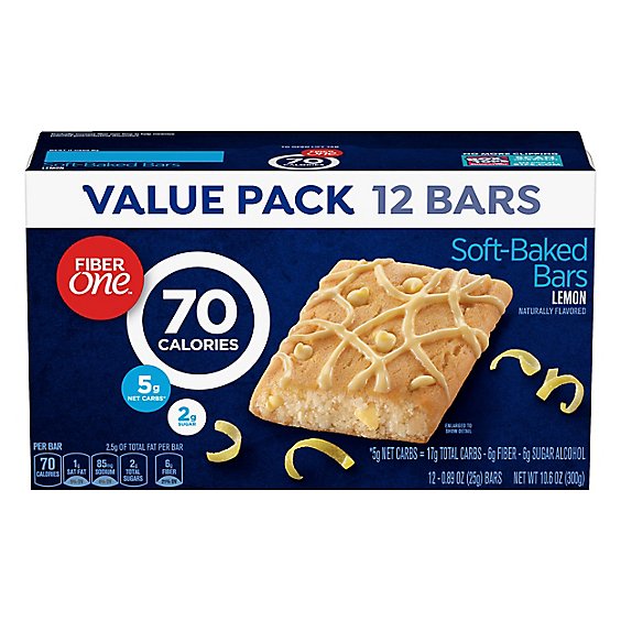 Fiber One Baked Bars 90 Calories Lemon Bar Value Pack - 12-0.89 Oz