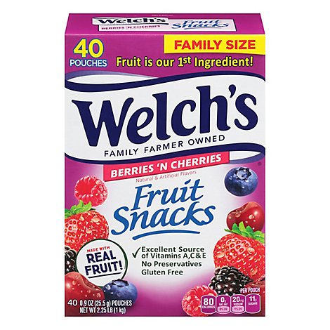 Welchs Fruit Snacks Berries N Cherries - 40-0.9 Oz