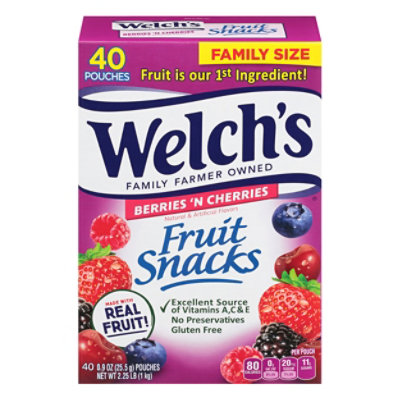 Welchs Fruit Snacks Berries N Cherries - 40-0.9 Oz