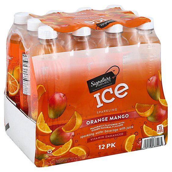 Signature SELECT Water Sparkling Ice Orange Mango - 12-17 Fl. Oz.