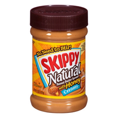 SKIPPY Natural Peanut Butter Spread Creamy with Honey - 15 Oz