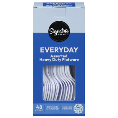 Signature SELECT Flatware Everyday Assorted Heavy Duty 16 Forks 16 Knives 16 Spoons - 48 Count - Image 2