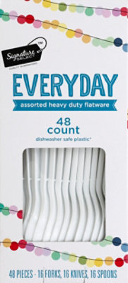 Signature SELECT Flatware Everyday Assorted Heavy Duty 16 Forks 16 Knives 16 Spoons - 48 Count - Image 2