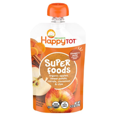Happy Tot Organic Apple Sweet Potato Carrot Cinnamon & Chia Toddler Food Pouch - 4.22 Oz