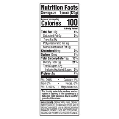 Happy Tot Organics Superfoods Stage 4 Apples Sweet Potatoes Carrots Cinnamon Super Chia - 4.22 Oz - Image 3