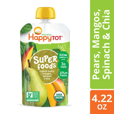 Happy Tot Organics Superfoods Stage 4 Organic Pears Mangos And Spinach And Super Chia Pouch - 4.22 Oz - Image 2