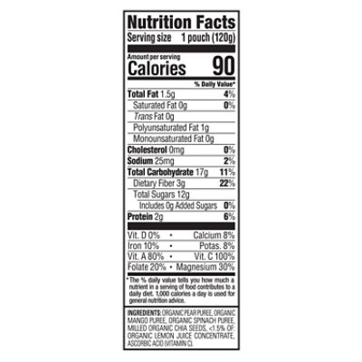 Happy Tot Organics Pears Mangos & Spinach + Super Chia Pouch - 4.22 Oz - Image 3