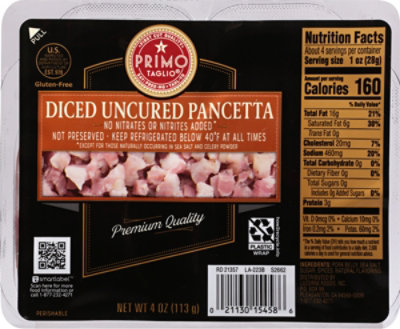 Primo Taglio Diced Uncured Pancetta - 4 Oz - Image 2