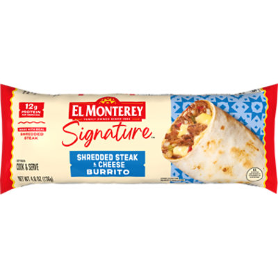 El Monterey Signature Shredded Steak & Three Cheese Burrito - 5 Oz