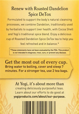 Yogi Herbal Supplement Tea Detox Roasted Dandelion Spice 16 Count - 1.12 Oz - Image 5